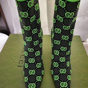 Gucci GG Jersey Tom Booties - (Black -Neon Green)  EU 39+